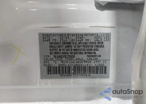 2025 Nissan Sentra Sv из США, поврежденный, VIN 3N1AB8CV9SY305836